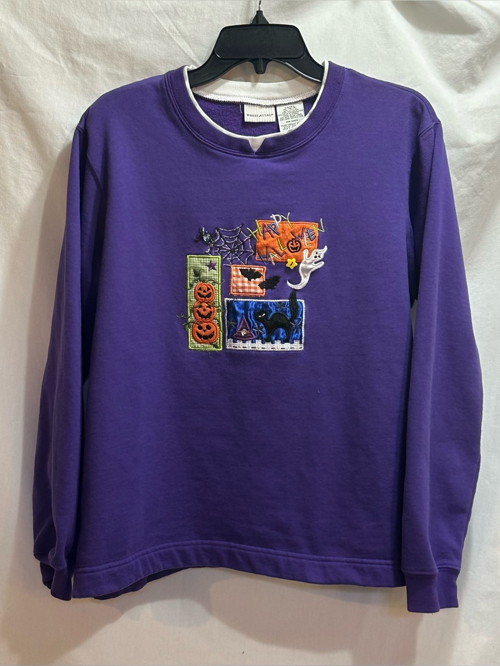 White Stag Purple Halloween Patchwork Long-Sleeve Sweatshirt